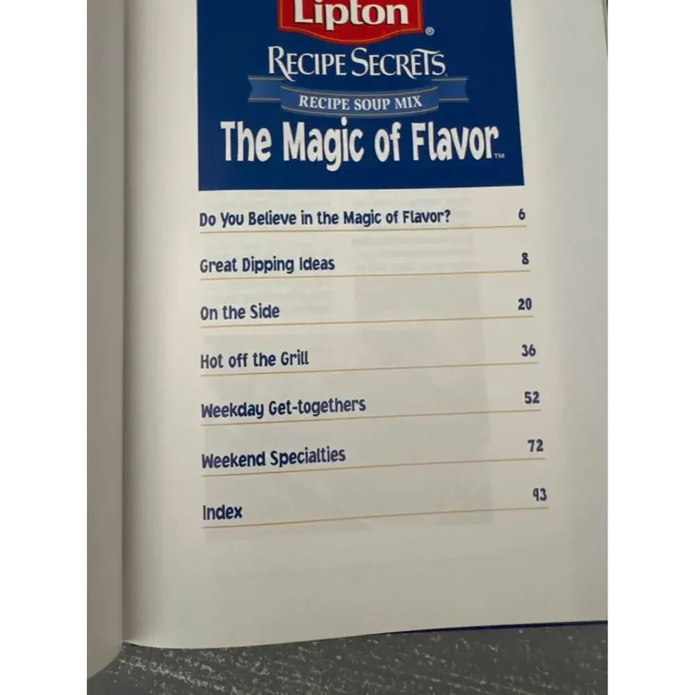 Lipton Recipe Secrets Soup Mix Magic Of Flavor 1999 Cookbook